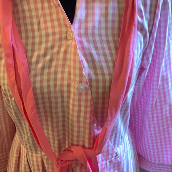 🌹Elegant Maxi Pink & White Long Sleeve Long Shirt Dress with Bow - Picture 8 of 10